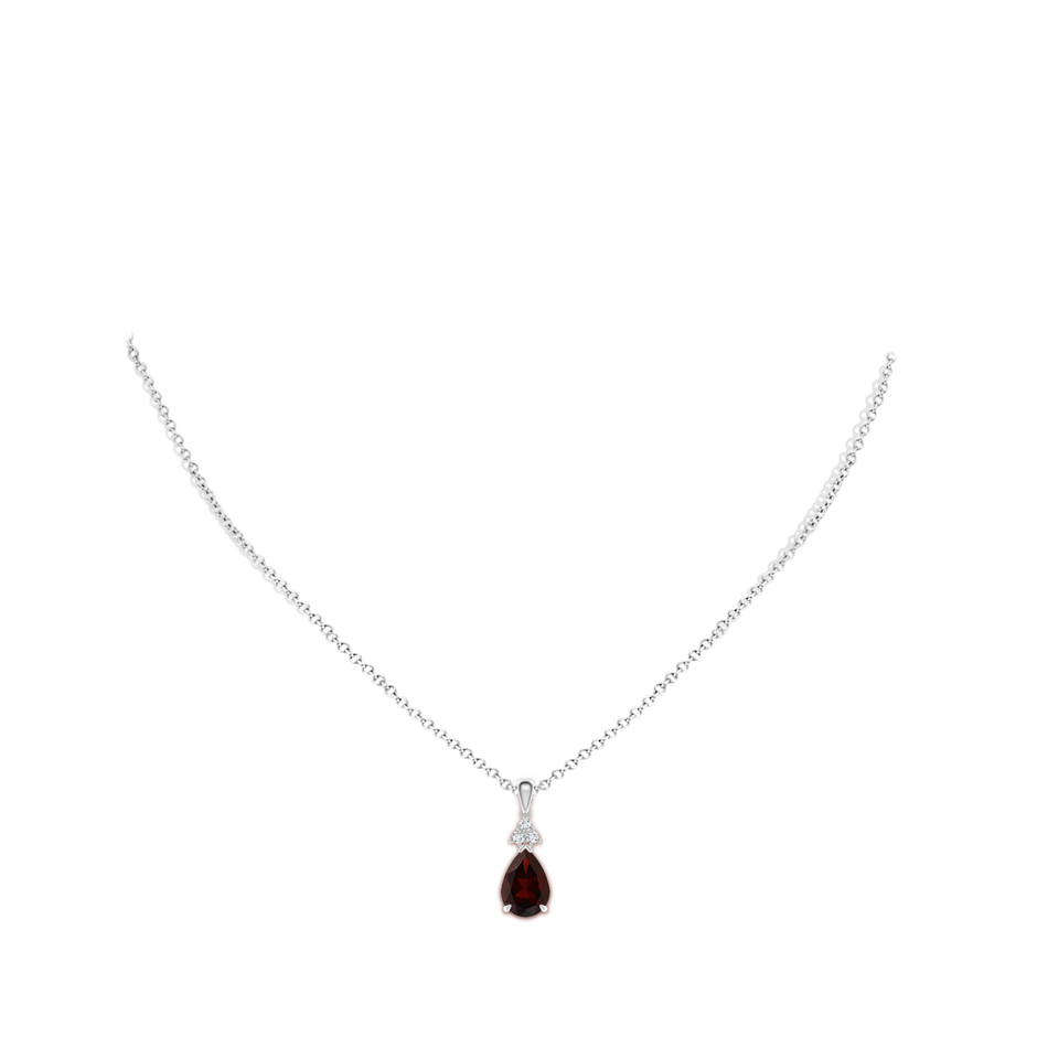 10x7mm A Claw-Set Garnet Drop Pendant with Trio Diamonds in P950 Platinum pen