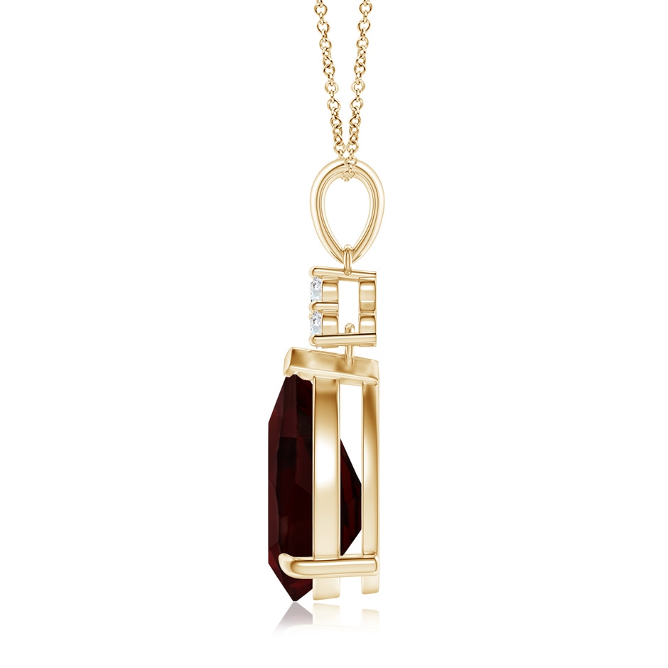 12x8mm A Claw-Set Garnet Drop Pendant with Trio Diamonds in 18K Yellow Gold side 199