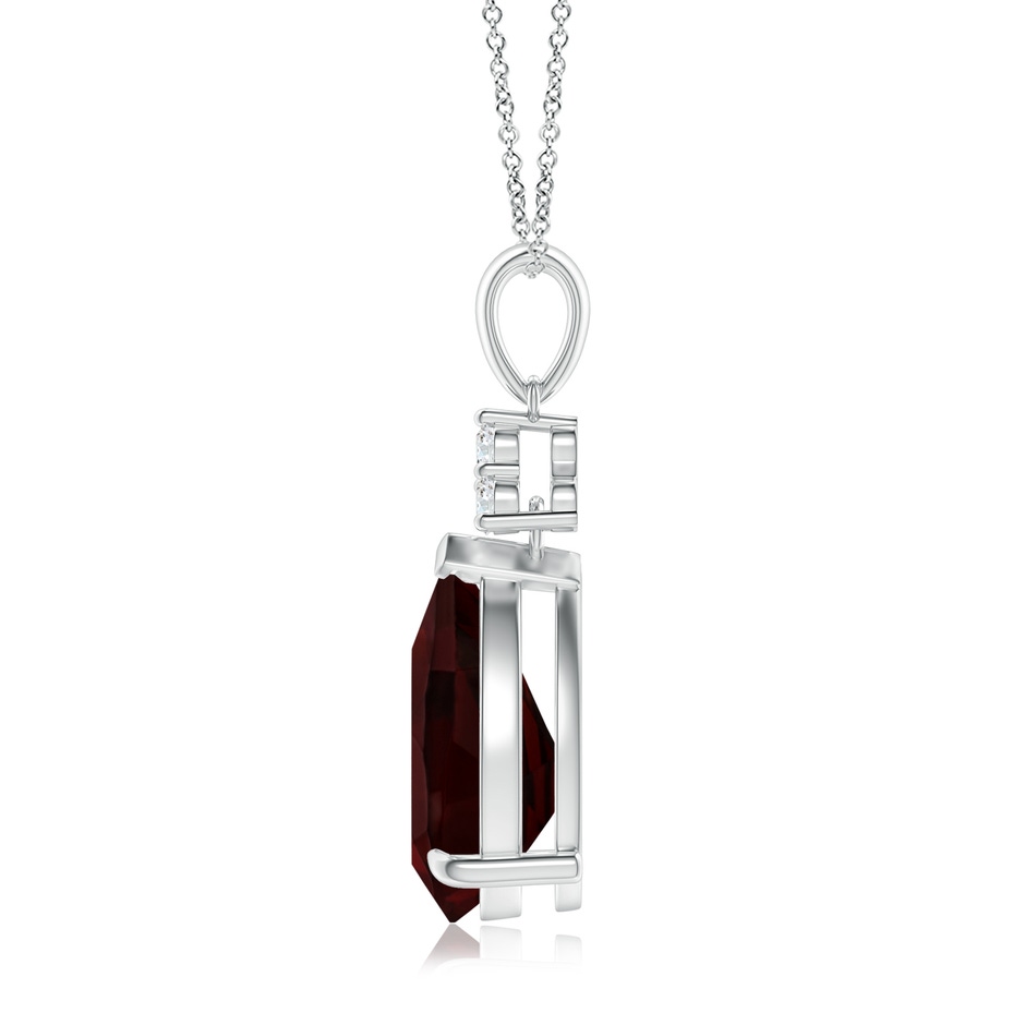 12x8mm A Claw-Set Garnet Drop Pendant with Trio Diamonds in White Gold side 199