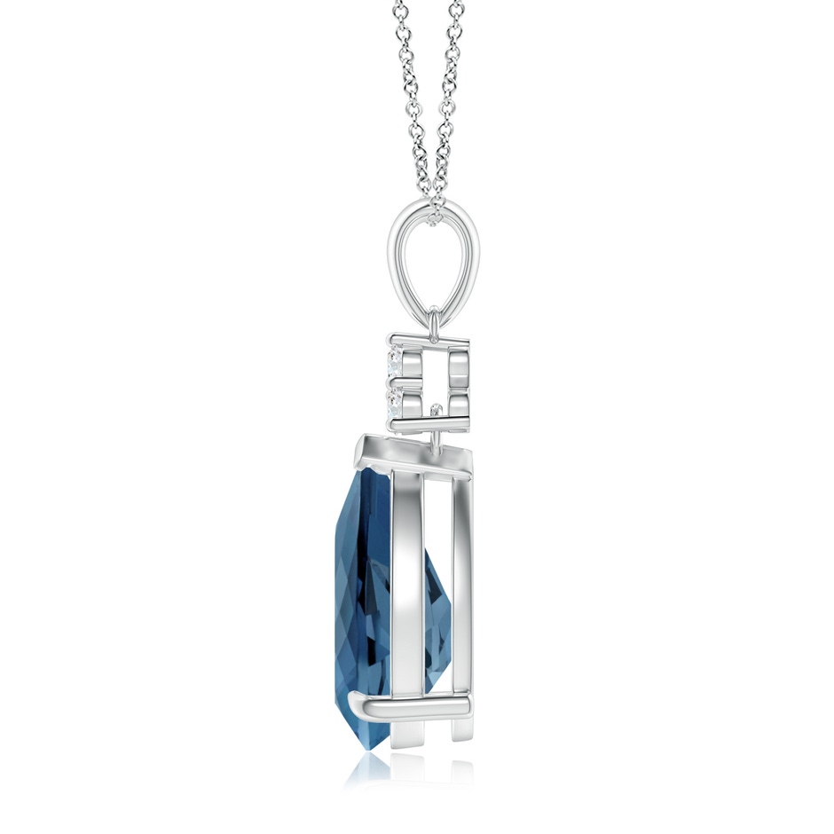 12x8mm A Claw-Set London Blue Topaz Drop Pendant with Trio Diamonds in P950 Platinum side 199