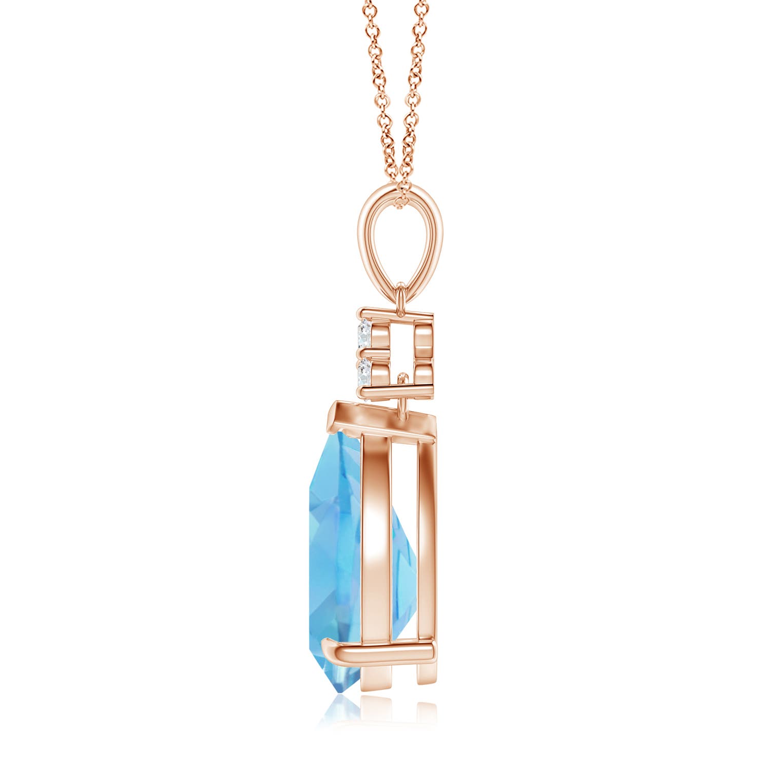 A - Swiss Blue Topaz / 3.91 CT / 14 KT Rose Gold