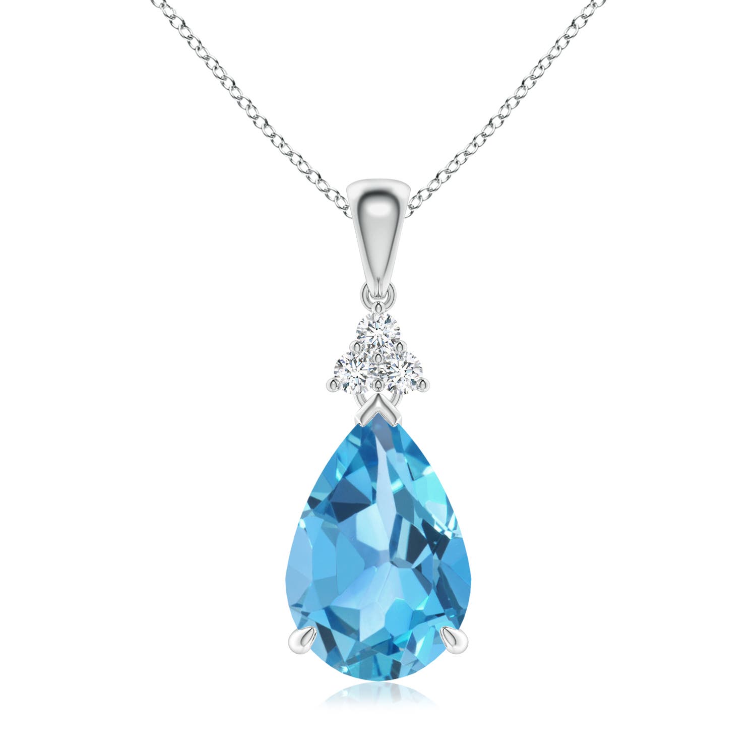 AA - Swiss Blue Topaz / 3.91 CT / 14 KT White Gold