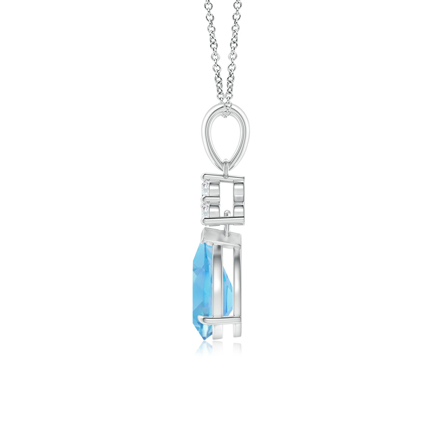 A - Swiss Blue Topaz / 1.63 CT / 14 KT White Gold