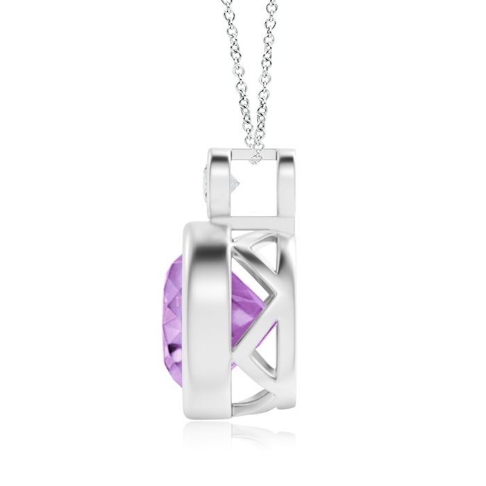 10mm A Bezel-Set Amethyst Solitaire Pendant with Diamond in P950 Platinum product image