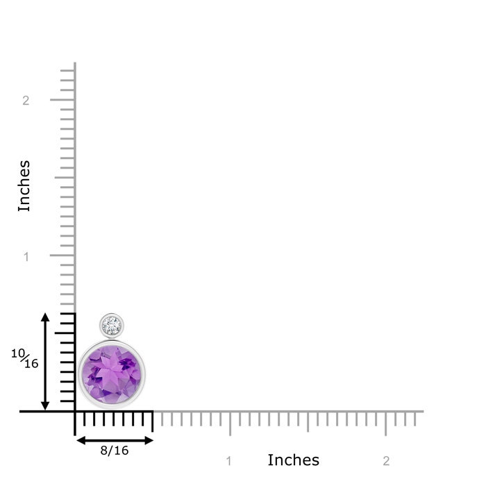 10mm A Bezel-Set Amethyst Solitaire Pendant with Diamond in P950 Platinum product image