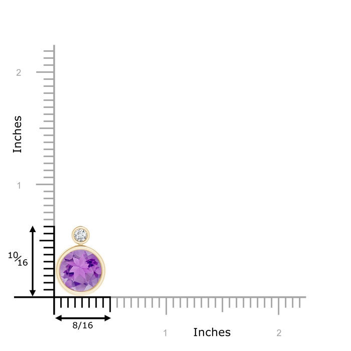 10mm A Bezel-Set Amethyst Solitaire Pendant with Diamond in Yellow Gold product image