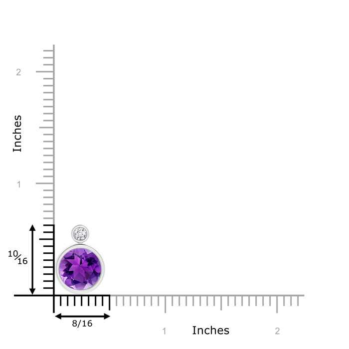 10mm AAA Bezel-Set Amethyst Solitaire Pendant with Diamond in White Gold product image