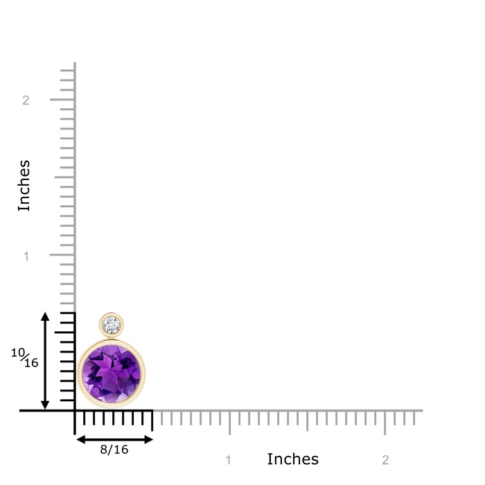 10mm AAA Bezel-Set Amethyst Solitaire Pendant with Diamond in Yellow Gold product image