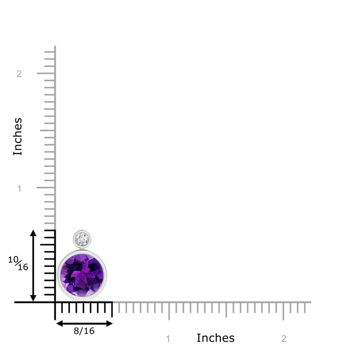 10mm AAAA Bezel-Set Amethyst Solitaire Pendant with Diamond in White Gold product image