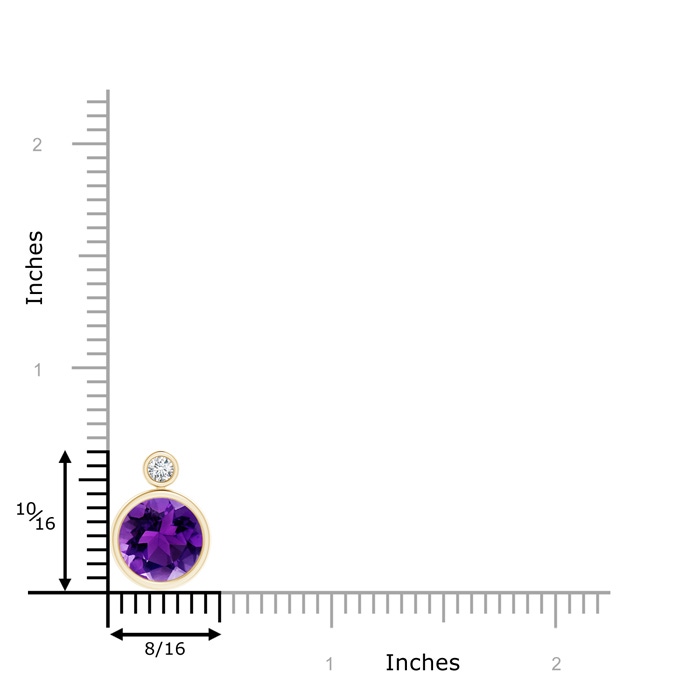 10mm AAAA Bezel-Set Amethyst Solitaire Pendant with Diamond in Yellow Gold product image