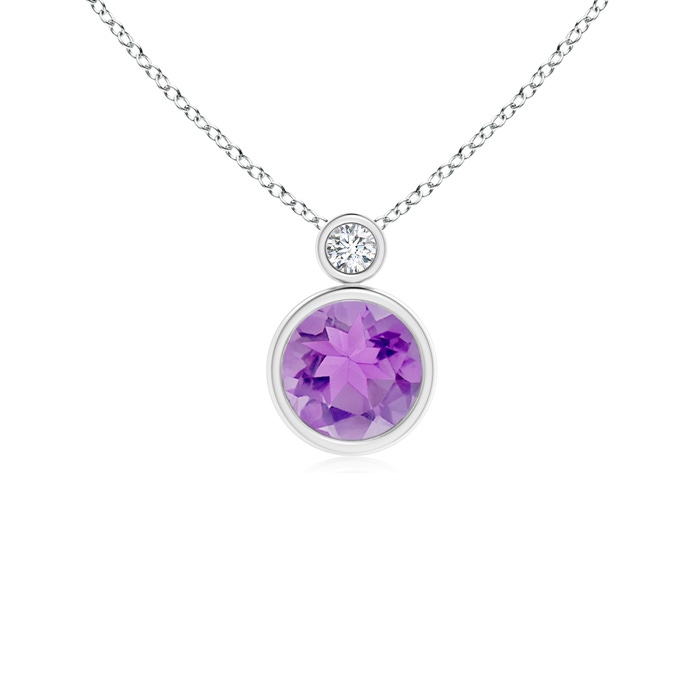 6mm A Bezel-Set Amethyst Solitaire Pendant with Diamond in P950 Platinum 