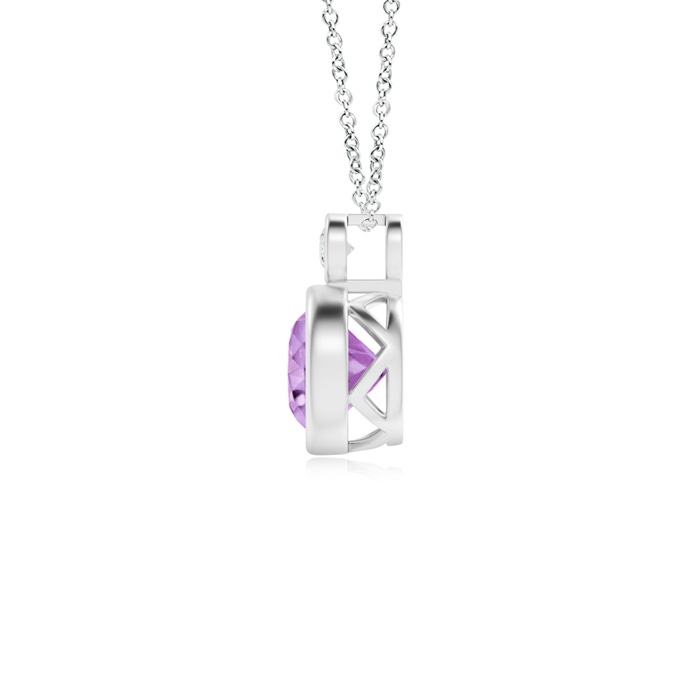 6mm A Bezel-Set Amethyst Solitaire Pendant with Diamond in P950 Platinum product image