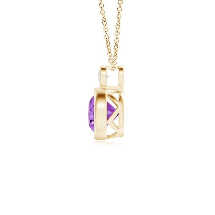 6mm AA Bezel-Set Amethyst Solitaire Pendant with Diamond in Yellow Gold product image