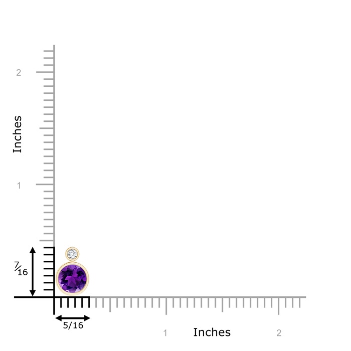 6mm AAAA Bezel-Set Amethyst Solitaire Pendant with Diamond in Yellow Gold product image