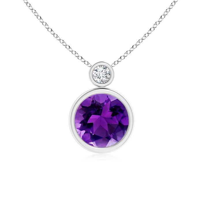 8mm AAAA Bezel-Set Amethyst Solitaire Pendant with Diamond in P950 Platinum 