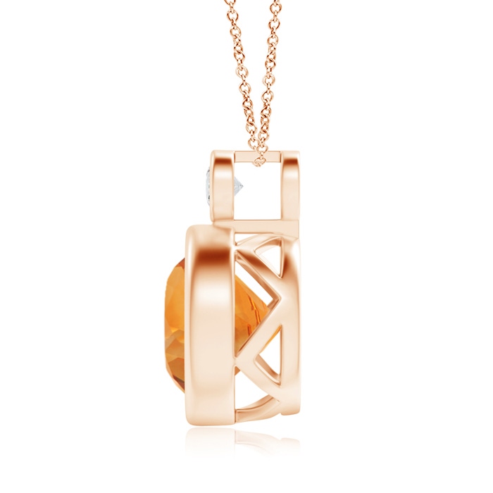 10mm AAA Bezel-Set Citrine Solitaire Pendant with Diamond in Rose Gold product image