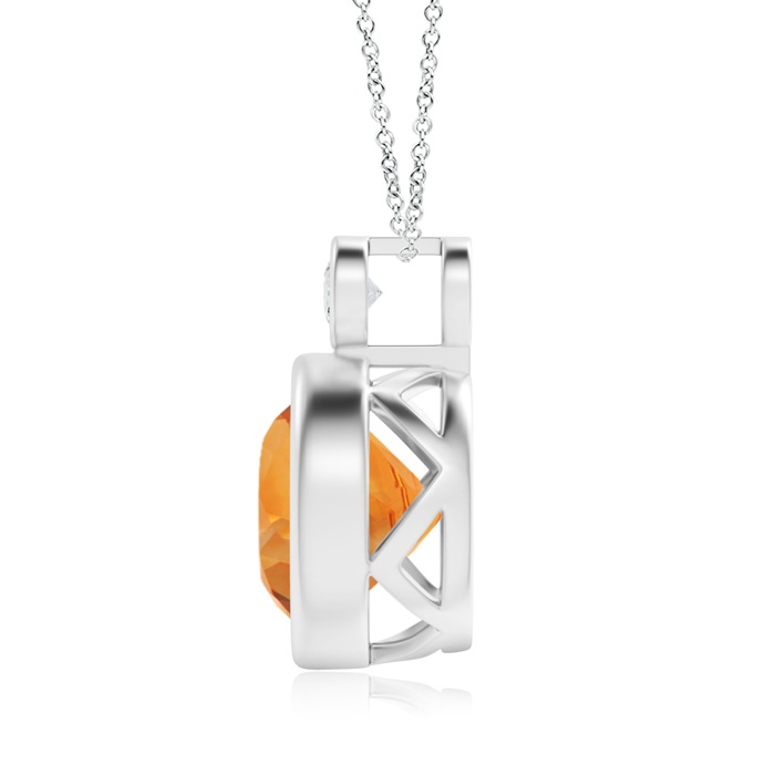 10mm AAA Bezel-Set Citrine Solitaire Pendant with Diamond in White Gold product image