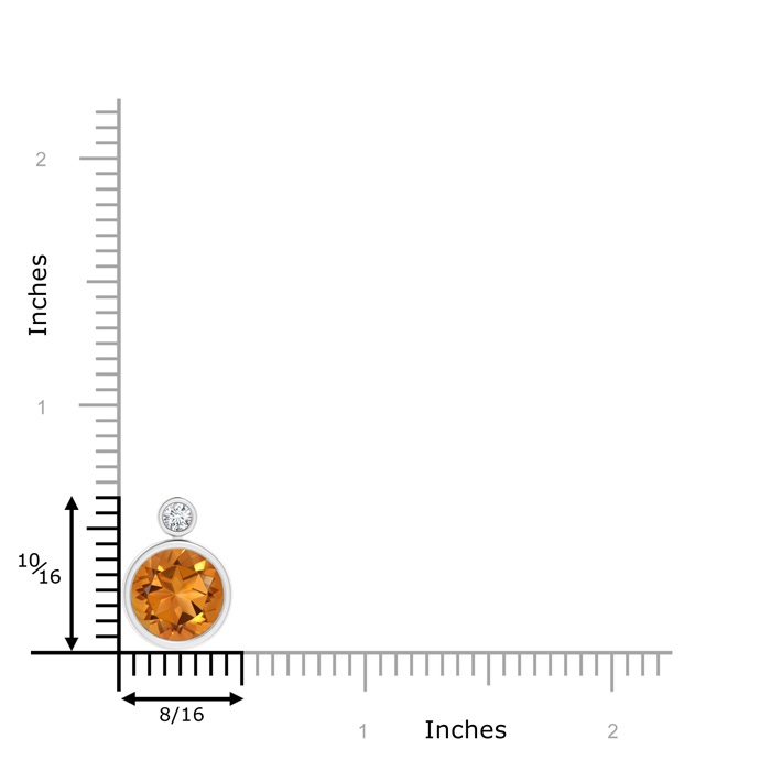10mm AAA Bezel-Set Citrine Solitaire Pendant with Diamond in White Gold product image