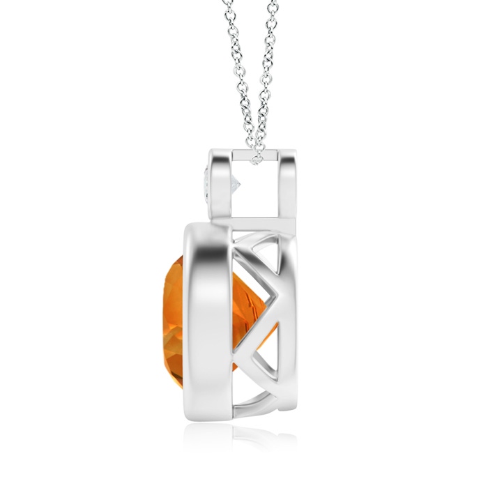 10mm AAAA Bezel-Set Citrine Solitaire Pendant with Diamond in White Gold Product Image