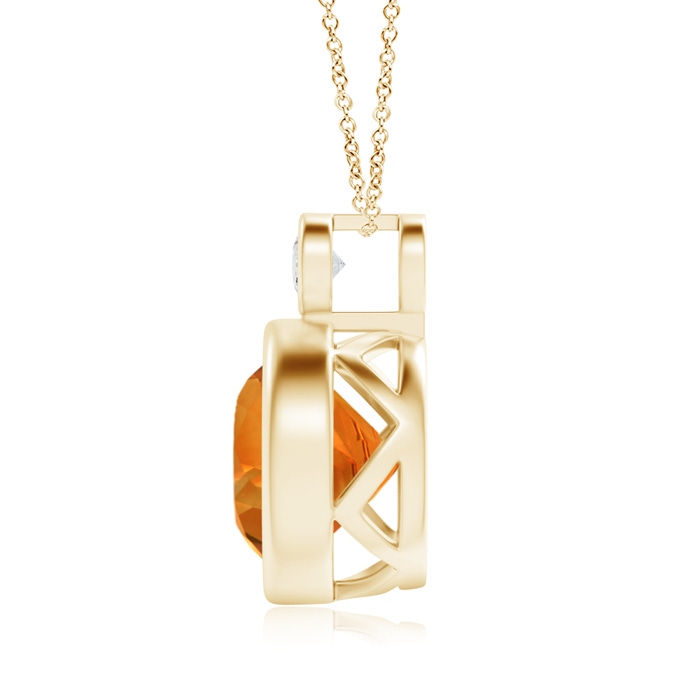 10mm AAAA Bezel-Set Citrine Solitaire Pendant with Diamond in Yellow Gold product image