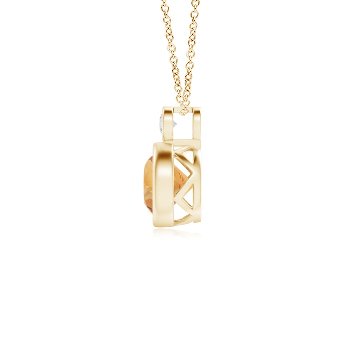 6mm A Bezel-Set Citrine Solitaire Pendant with Diamond in Yellow Gold product image