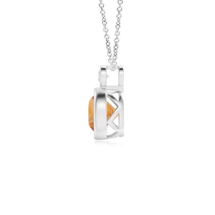 6mm AA Bezel-Set Citrine Solitaire Pendant with Diamond in White Gold product image