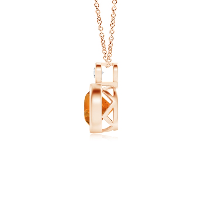 6mm AAAA Bezel-Set Citrine Solitaire Pendant with Diamond in Rose Gold product image