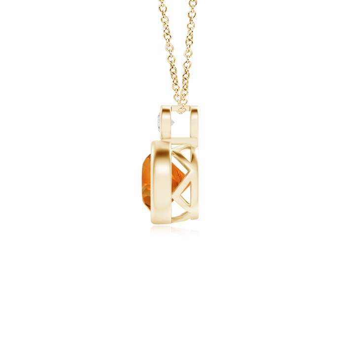 6mm AAAA Bezel-Set Citrine Solitaire Pendant with Diamond in Yellow Gold product image