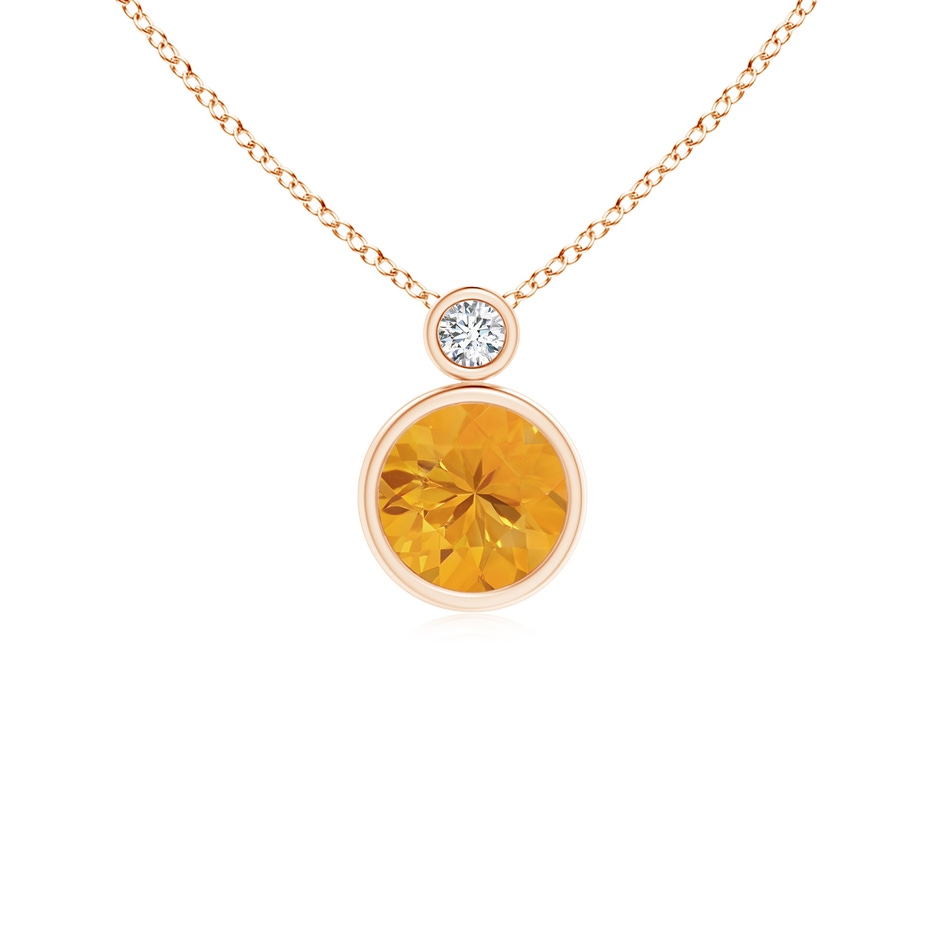 6mm A Bezel-Set Fire Opal Solitaire Pendant with Diamond in Rose Gold 