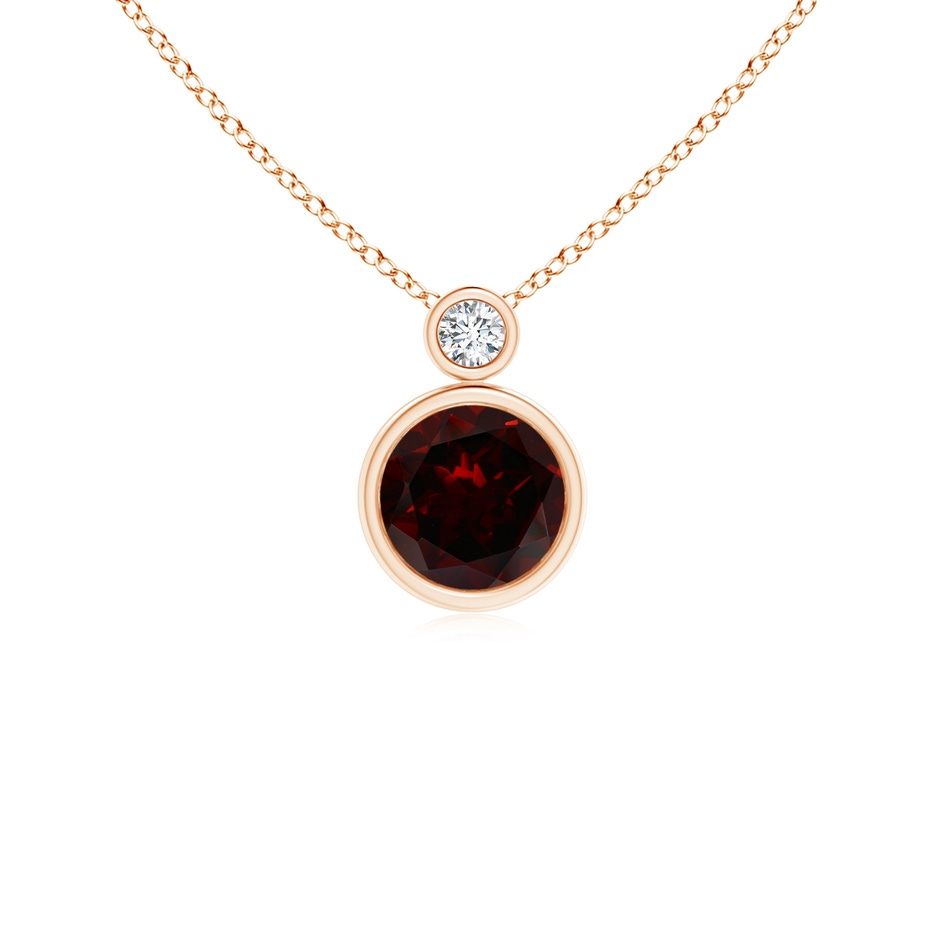 6mm A Bezel-Set Garnet Solitaire Pendant with Diamond in Rose Gold 