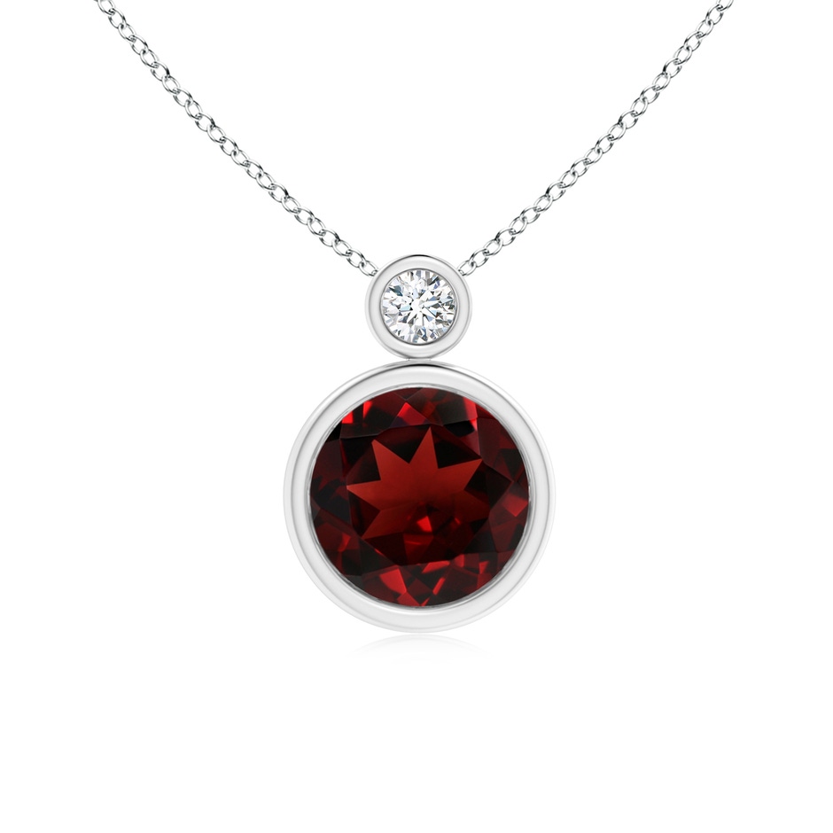 8mm AAA Bezel-Set Garnet Solitaire Pendant with Diamond in P950 Platinum 