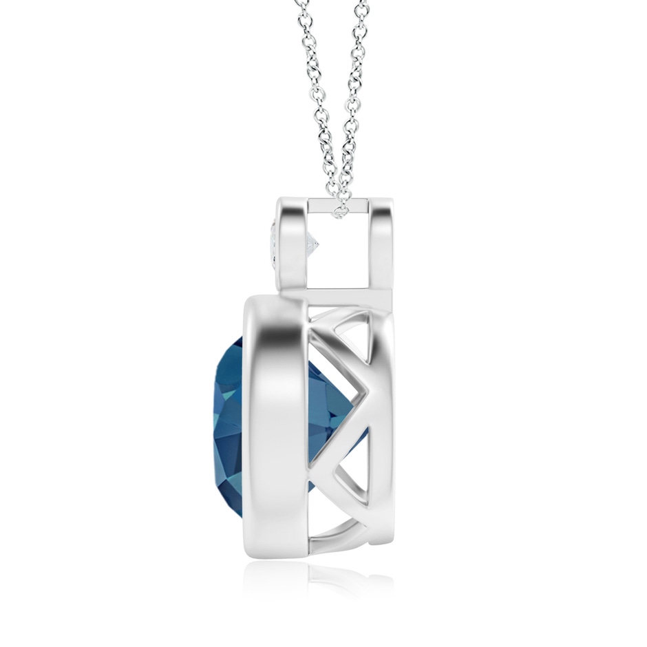 10mm AA Bezel-Set London Blue Topaz Solitaire Pendant with Diamond in P950 Platinum product image