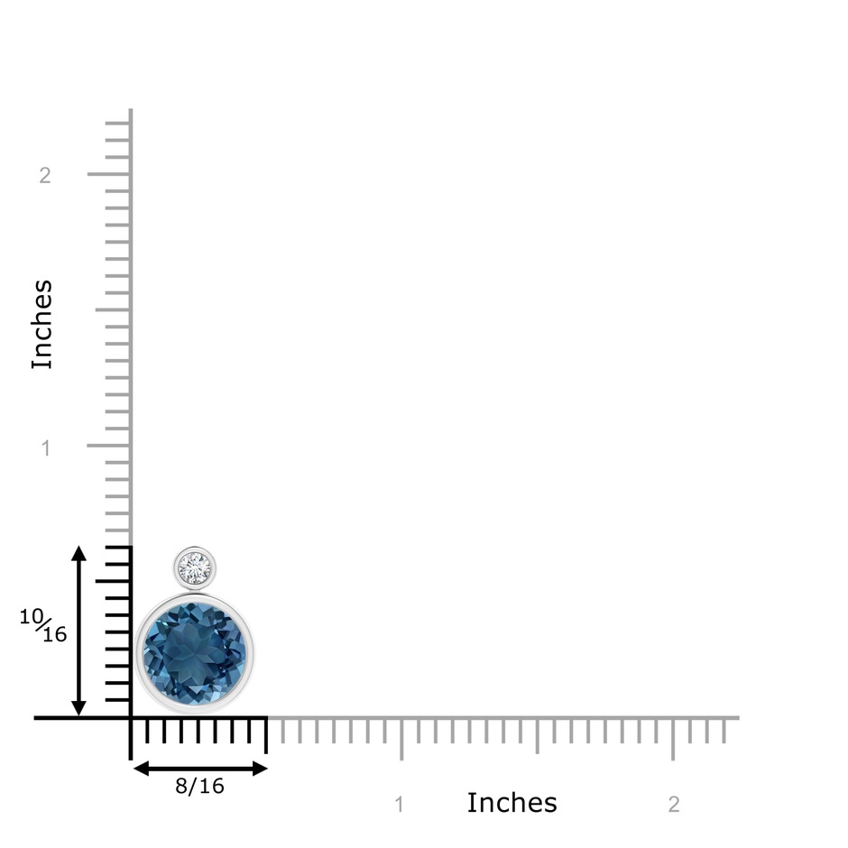 10mm AA Bezel-Set London Blue Topaz Solitaire Pendant with Diamond in P950 Platinum product image