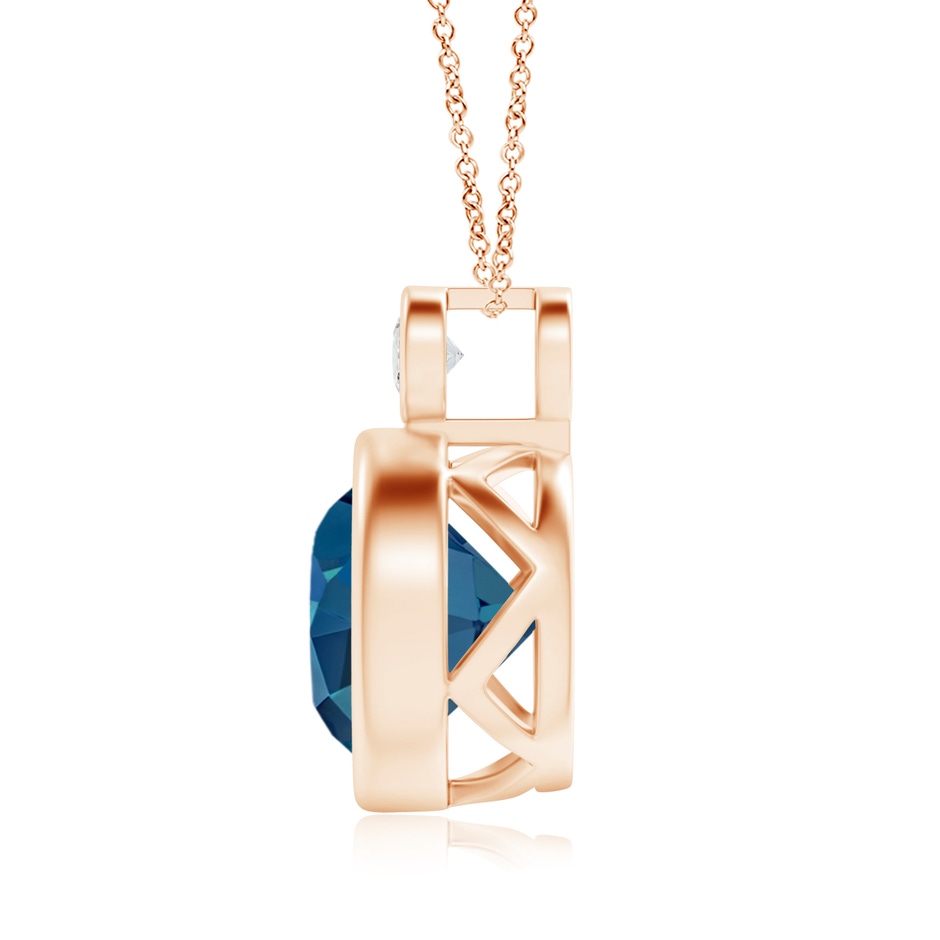 10mm AAA Bezel-Set London Blue Topaz Solitaire Pendant with Diamond in Rose Gold product image