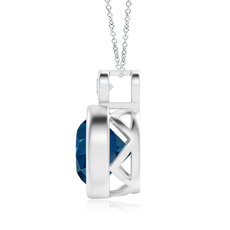 10mm AAAA Bezel-Set London Blue Topaz Solitaire Pendant with Diamond in P950 Platinum product image