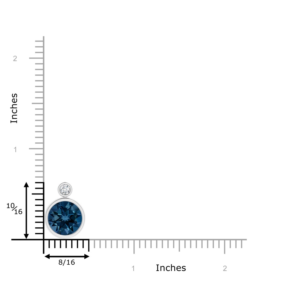10mm AAAA Bezel-Set London Blue Topaz Solitaire Pendant with Diamond in P950 Platinum product image