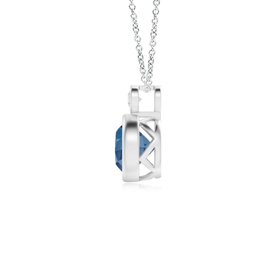 6mm A Bezel-Set London Blue Topaz Solitaire Pendant with Diamond in White Gold product image