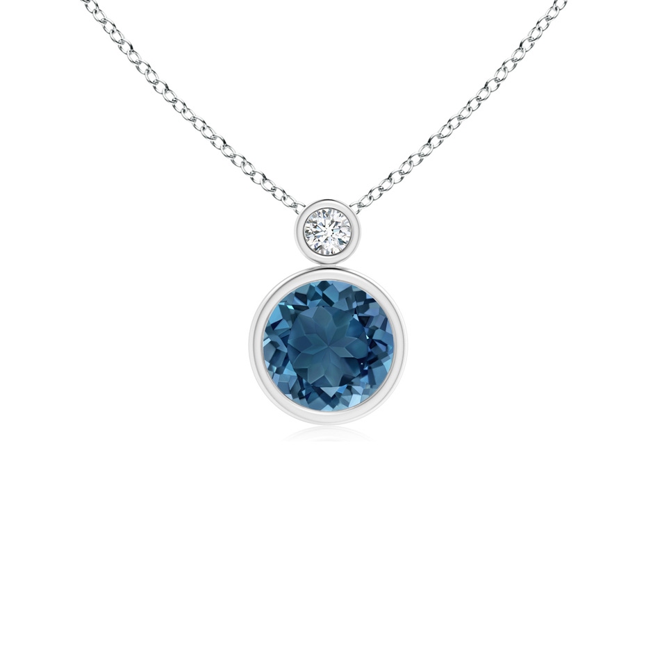 6mm AA Bezel-Set London Blue Topaz Solitaire Pendant with Diamond in P950 Platinum 
