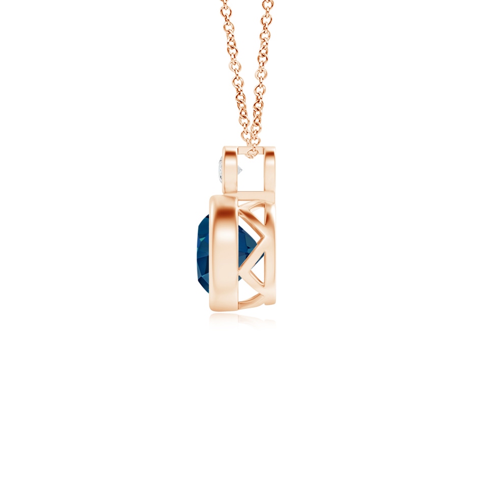 6mm AAAA Bezel-Set London Blue Topaz Solitaire Pendant with Diamond in Rose Gold product image