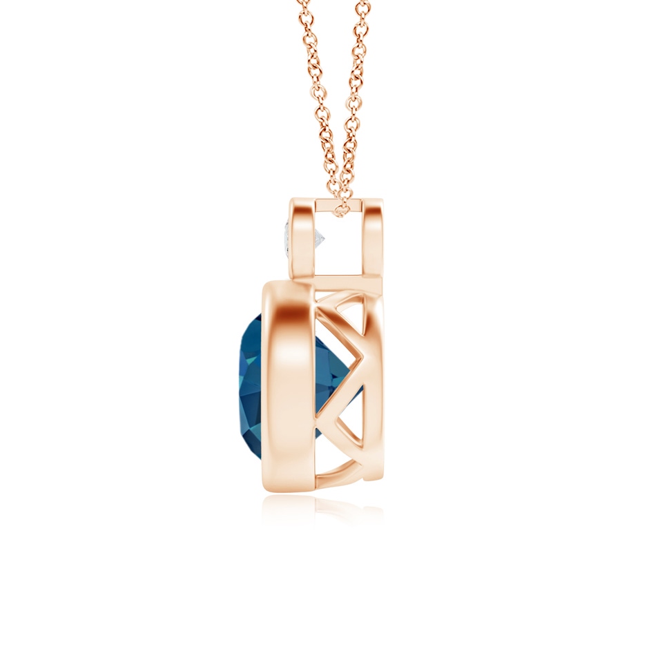 8mm AAA Bezel-Set London Blue Topaz Solitaire Pendant with Diamond in Rose Gold product image