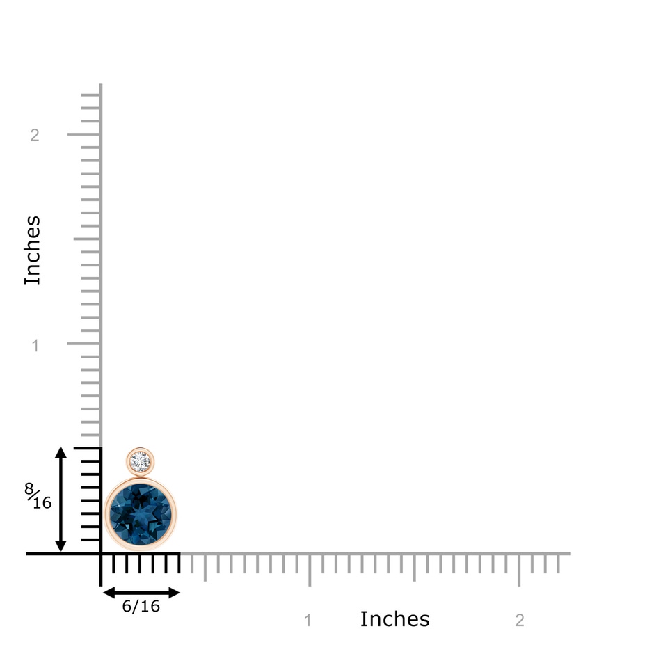 8mm AAA Bezel-Set London Blue Topaz Solitaire Pendant with Diamond in Rose Gold product image