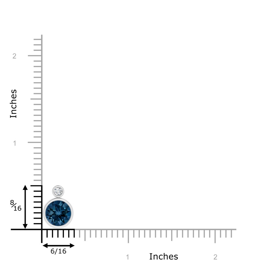 8mm AAAA Bezel-Set London Blue Topaz Solitaire Pendant with Diamond in P950 Platinum product image