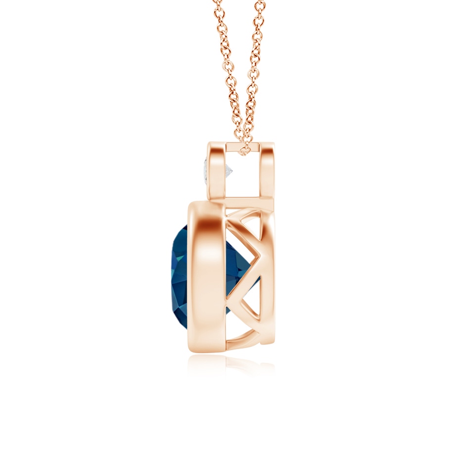 8mm AAAA Bezel-Set London Blue Topaz Solitaire Pendant with Diamond in Rose Gold product image