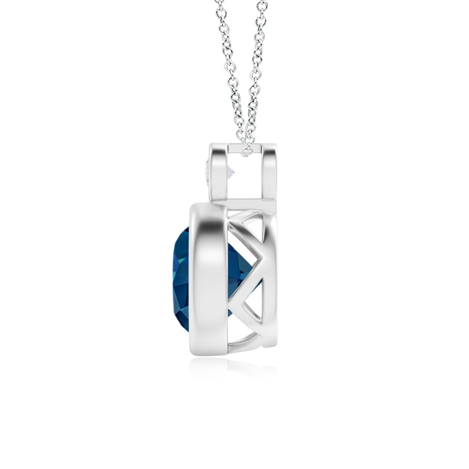 8mm AAAA Bezel-Set London Blue Topaz Solitaire Pendant with Diamond in White Gold product image