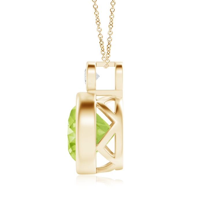 10mm AA Bezel-Set Peridot Solitaire Pendant with Diamond in Yellow Gold product image