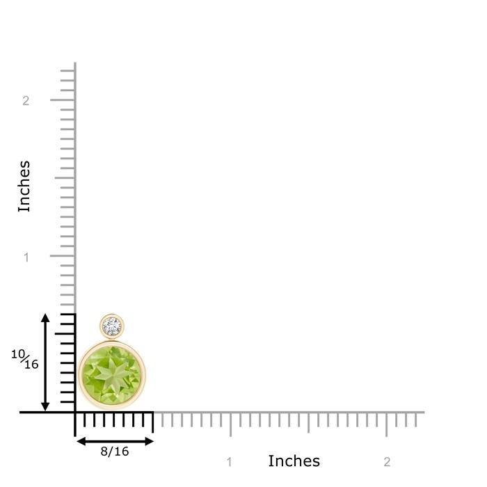 10mm AA Bezel-Set Peridot Solitaire Pendant with Diamond in Yellow Gold product image