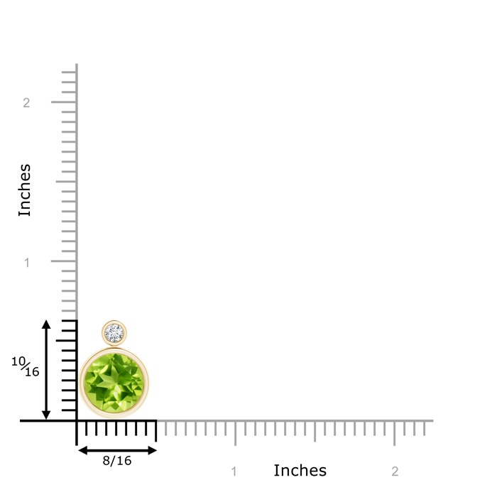 10mm AAA Bezel-Set Peridot Solitaire Pendant with Diamond in Yellow Gold product image