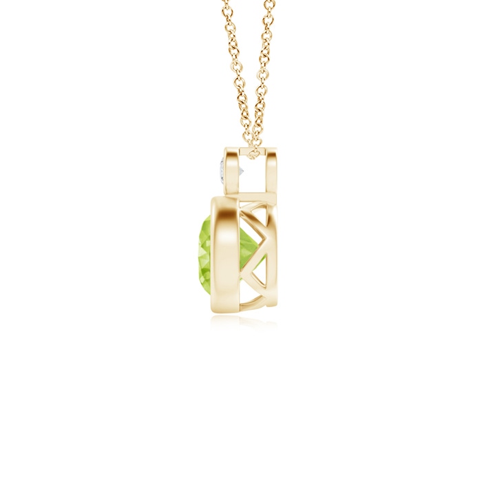 6mm AA Bezel-Set Peridot Solitaire Pendant with Diamond in Yellow Gold product image