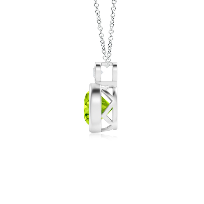 6mm AAA Bezel-Set Peridot Solitaire Pendant with Diamond in White Gold product image