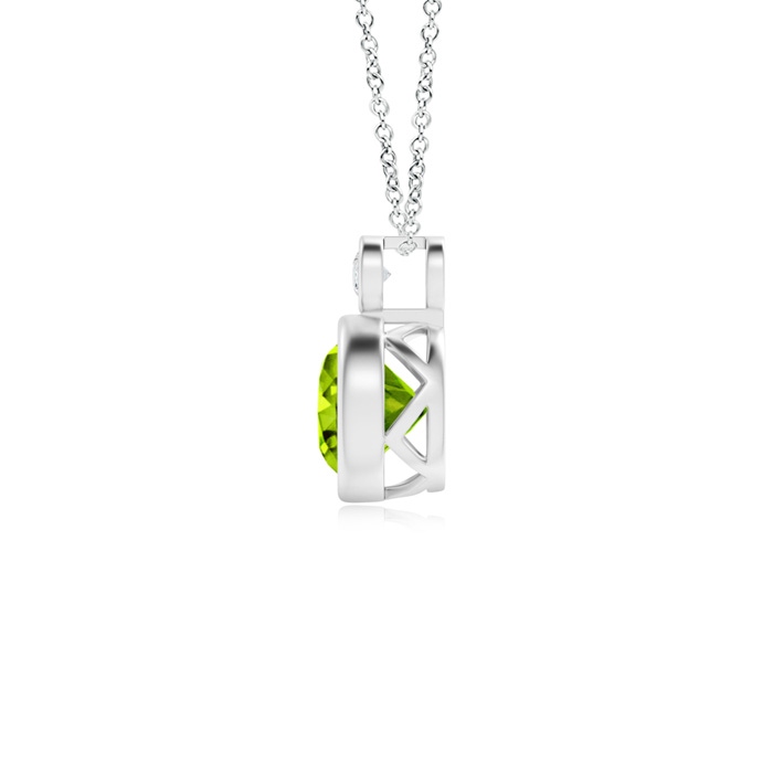 6mm AAAA Bezel-Set Peridot Solitaire Pendant with Diamond in White Gold product image